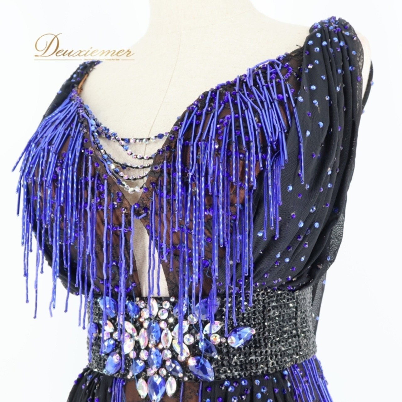 社交ダンス 衣装 ラテン ドレス ワンピース 黒 青 フリンジ レース デモ 競技 ダンス パーティ FLashdance ブラック系 パープル系 ブルー系 おしゃれ 豪華 競技用 衣装 フリンジドレス レースドレス ダンスウェア パーティードレス イベント用 ステージ衣装 ビーズ刺繍 ストレッチ性 ブラック フォーマル コスチューム 個性的