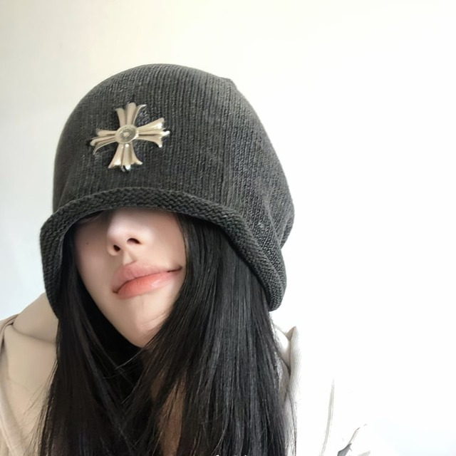 クロスモチーフ メタルピン ニットビーニー　◆４col　S1064
