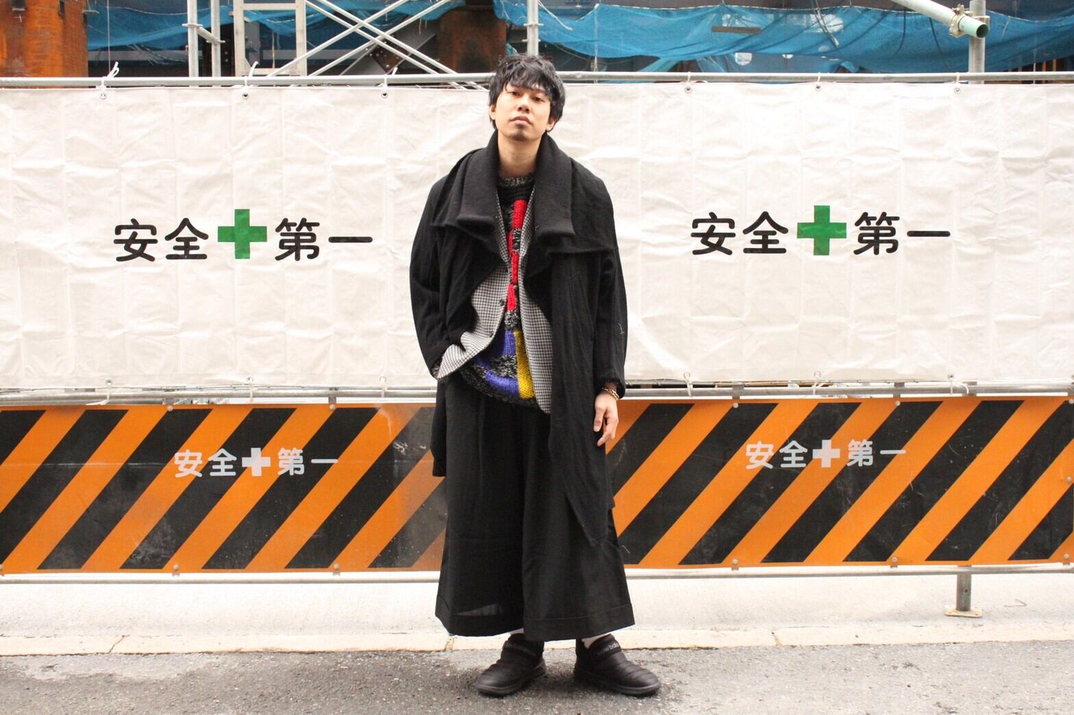 18AW Y's Knit Collar Oversize Wool Coat