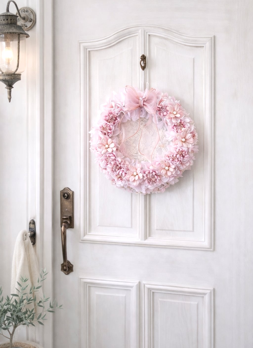 やさしいナチュラルリース 【WR-008】径20㎝│オーガンジーリボン付き│ギフトBOX入り|贈り物に│ナチュラルインテリア