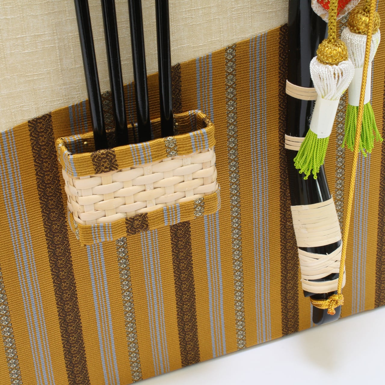 破魔弓飾り《商品コード》10215-0023 15号 雅松 正絹博多織 五色献上