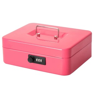 【特価処分】Jssmst（ジェスマット）手提金庫 ダイヤル式 金属製 25x20x9cm A5サイズ CB0701L (ピンク)