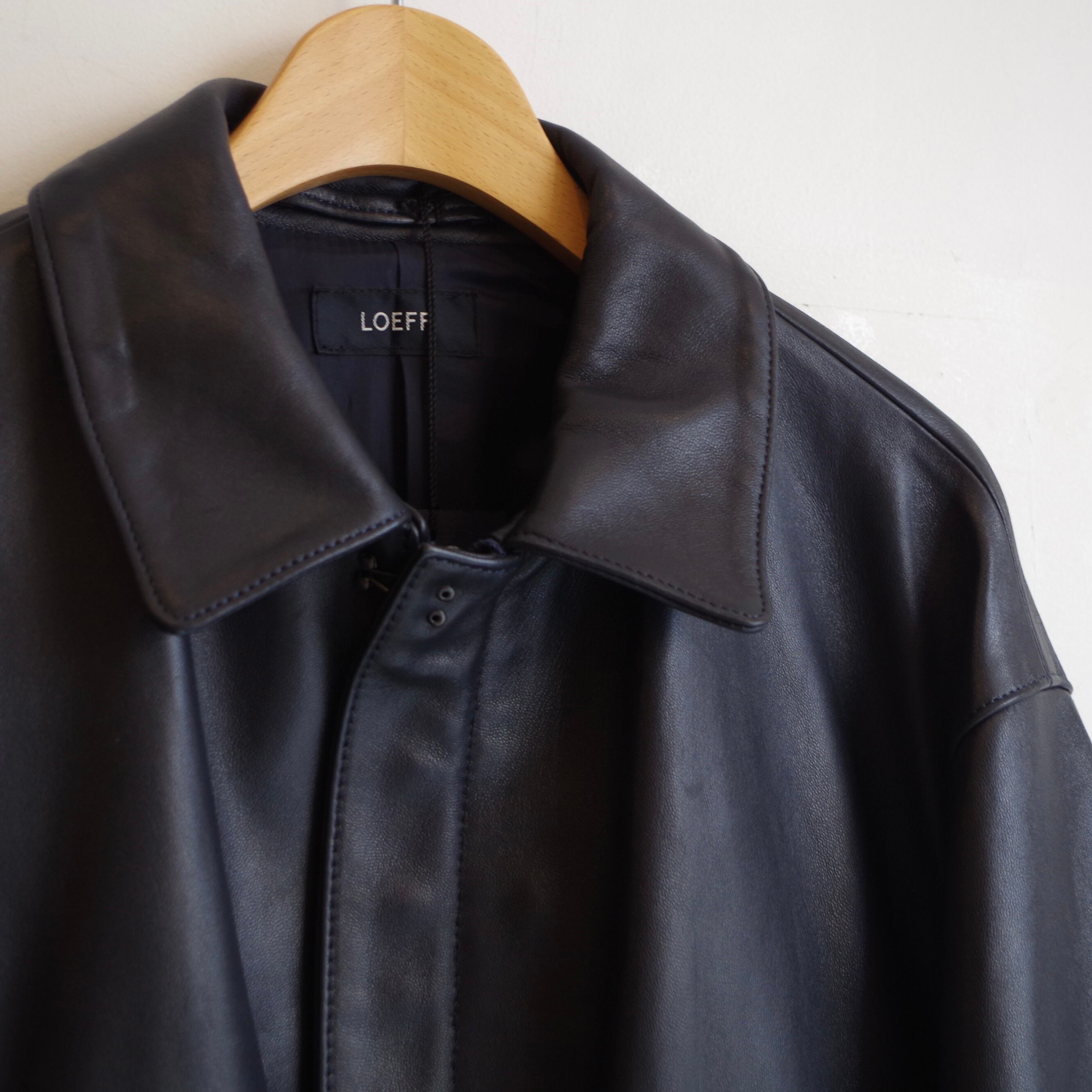 LOEFF Lamb Leather Flight Jacket Navy | 1F Store