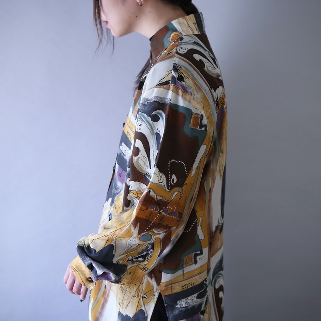 mysterious art pattern loose silhouette shirt