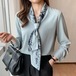 気質 春秋冬でもブラウス シアーシャツ秋新作リボン気質シャツ レディース通勤長袖レディースファッションShirtトップスレイヤードトップス