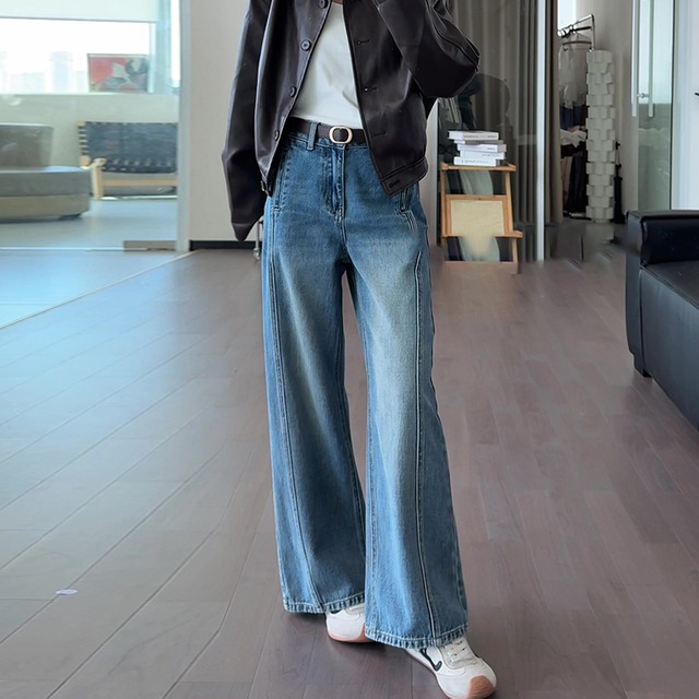 【デニム】小さいサイズ レディース デニム ワイドパンツ きれいめ  春 夏 秋 冬 20代 30代 40代 50代 ジーパン パンツ ワイドパンツ ハイウエスト ワイド パンツ レトロブルー ヴィンテージブルー 水色 XS S M L XL