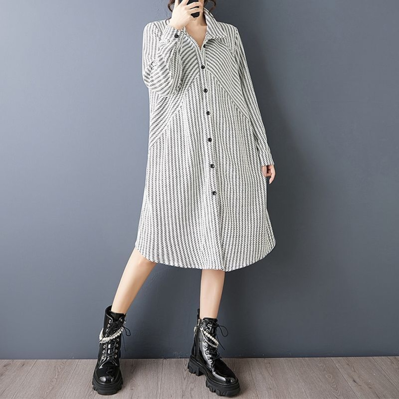 切替ライン 柄デザイン ワンピース 00027