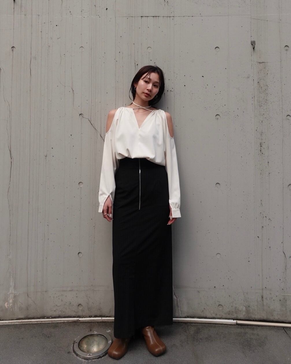 〈新品〉quui / 2way stripe long skirt ブラック2 2way stripe long skirt | quūi
