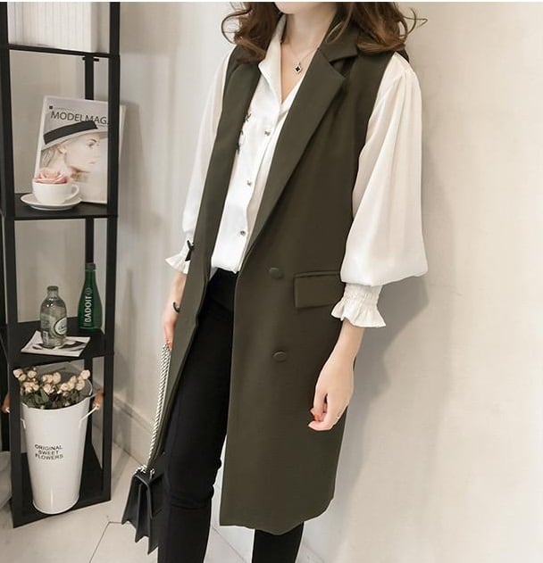 ロングベスト レディース アウター ベスト ロング ジレ