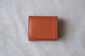 【二つ折り財布】コンパクト 小さい 財布 ホック付き コニャック