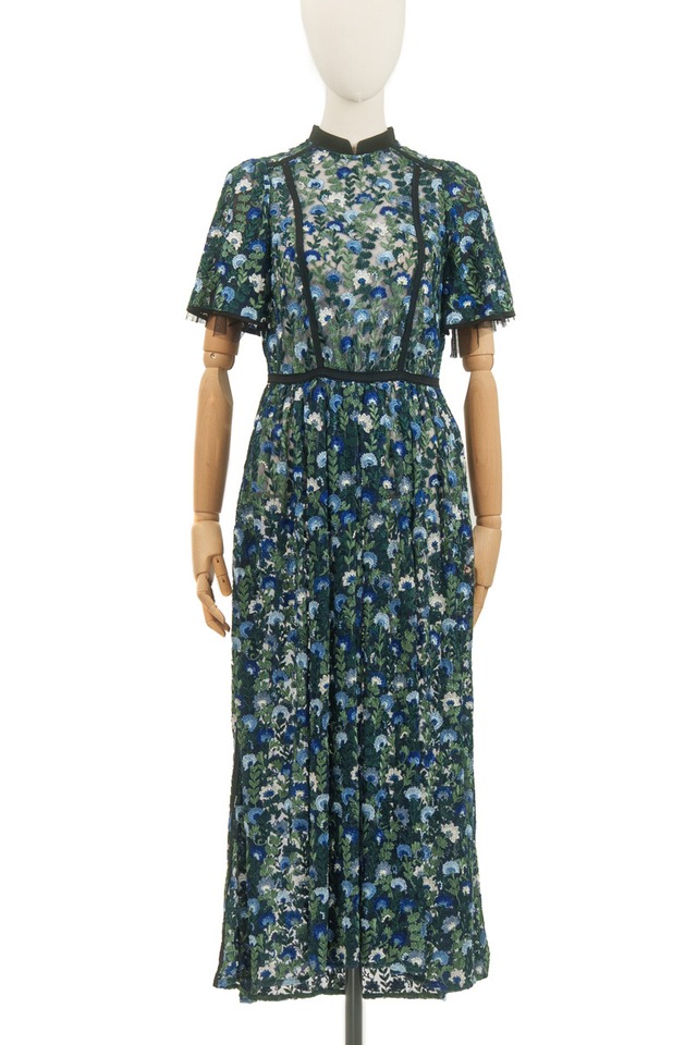 FLOWER EMBROIDERY DRESS / BLU