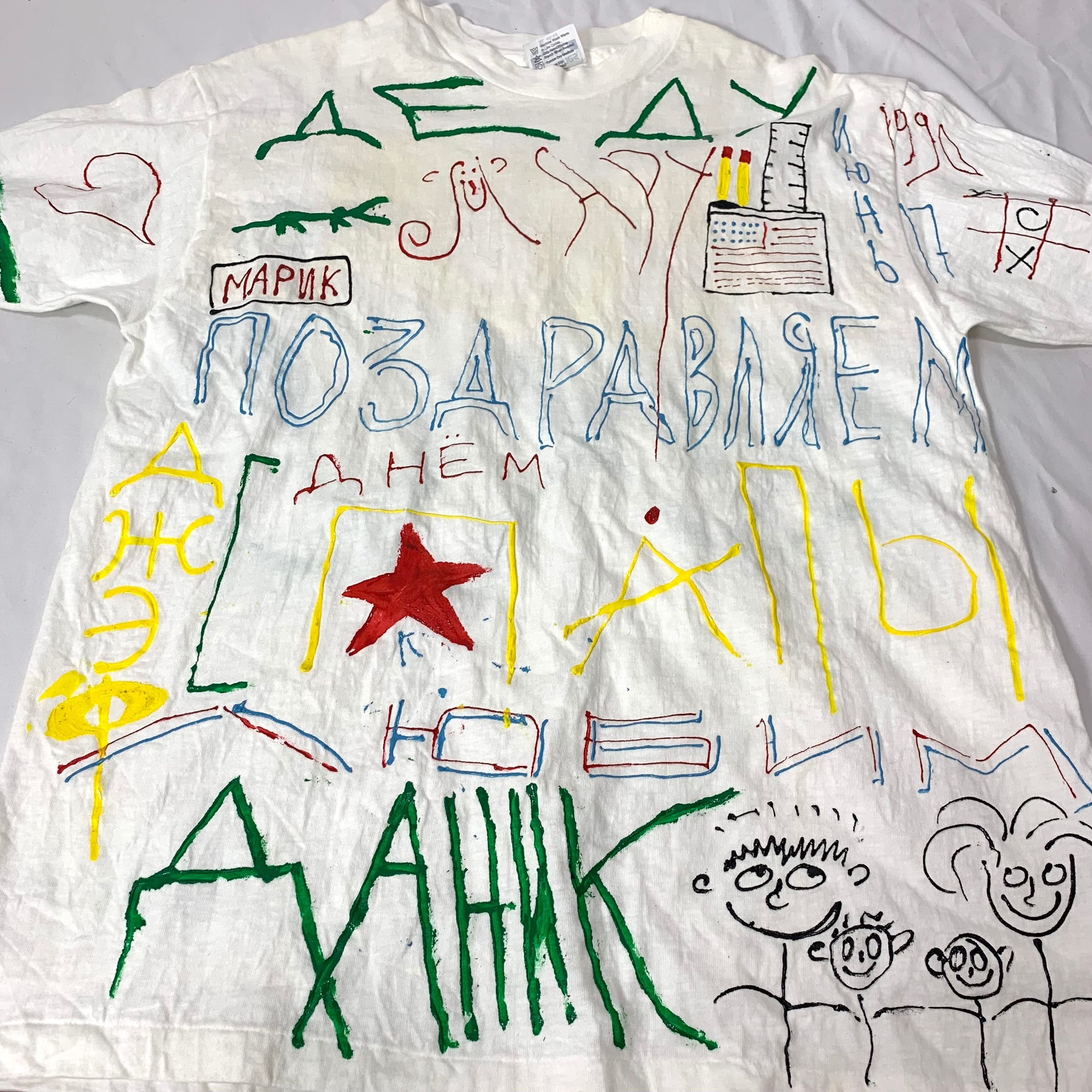 vintage 80s 90s print T-shirt Handpaint Hanes MADE IN USA プリント