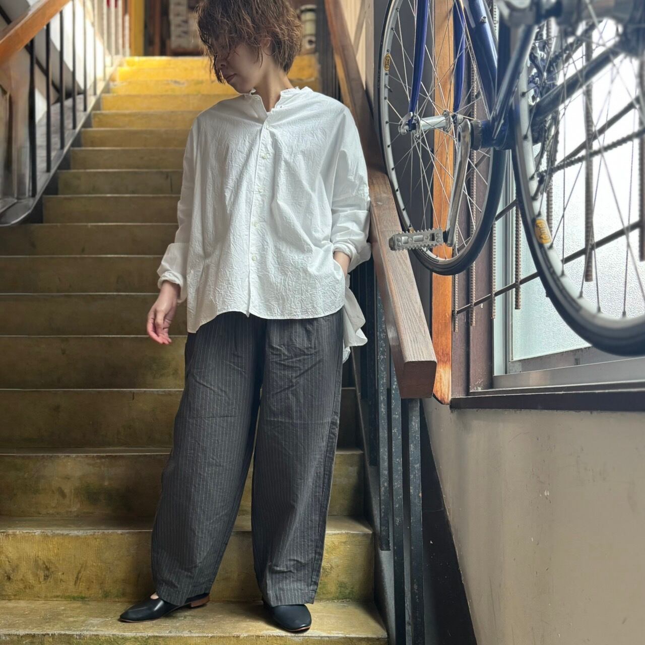 prit - コットンリネンウェザー近江晒加工 タックバギーパンツ