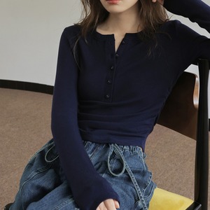 ribbed henley knit top