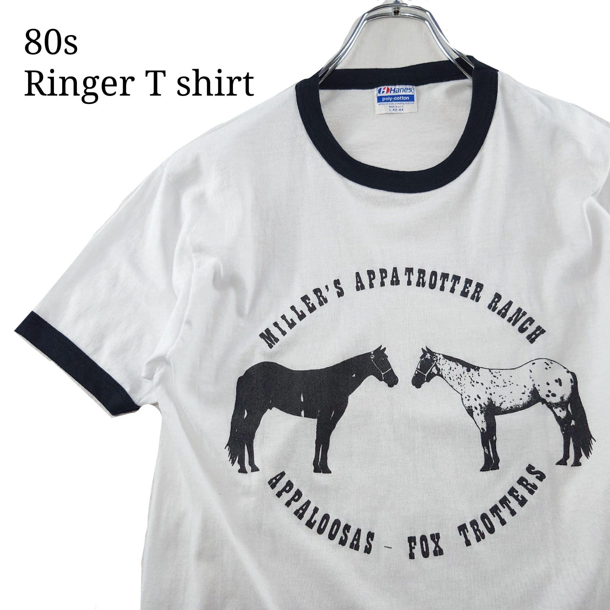 80s hanes リンガーtシャツ USA製 vintageシングルステッチ - Tシャツ 