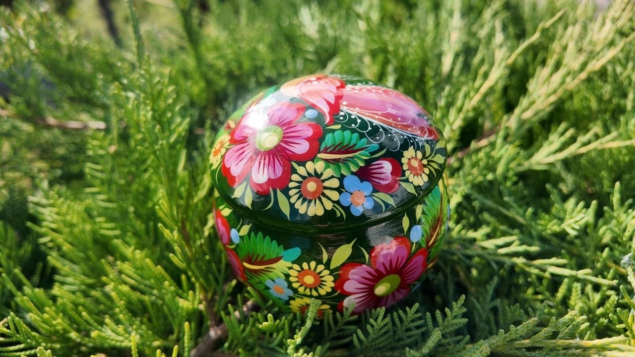 ペトリキウカ塗りのジュエリーボックス（ティモシェンコ作）ウクライナ製 - 3