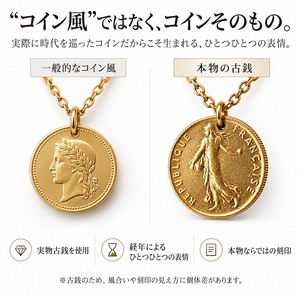 フランスハーフフランコインネックレス ゴールド