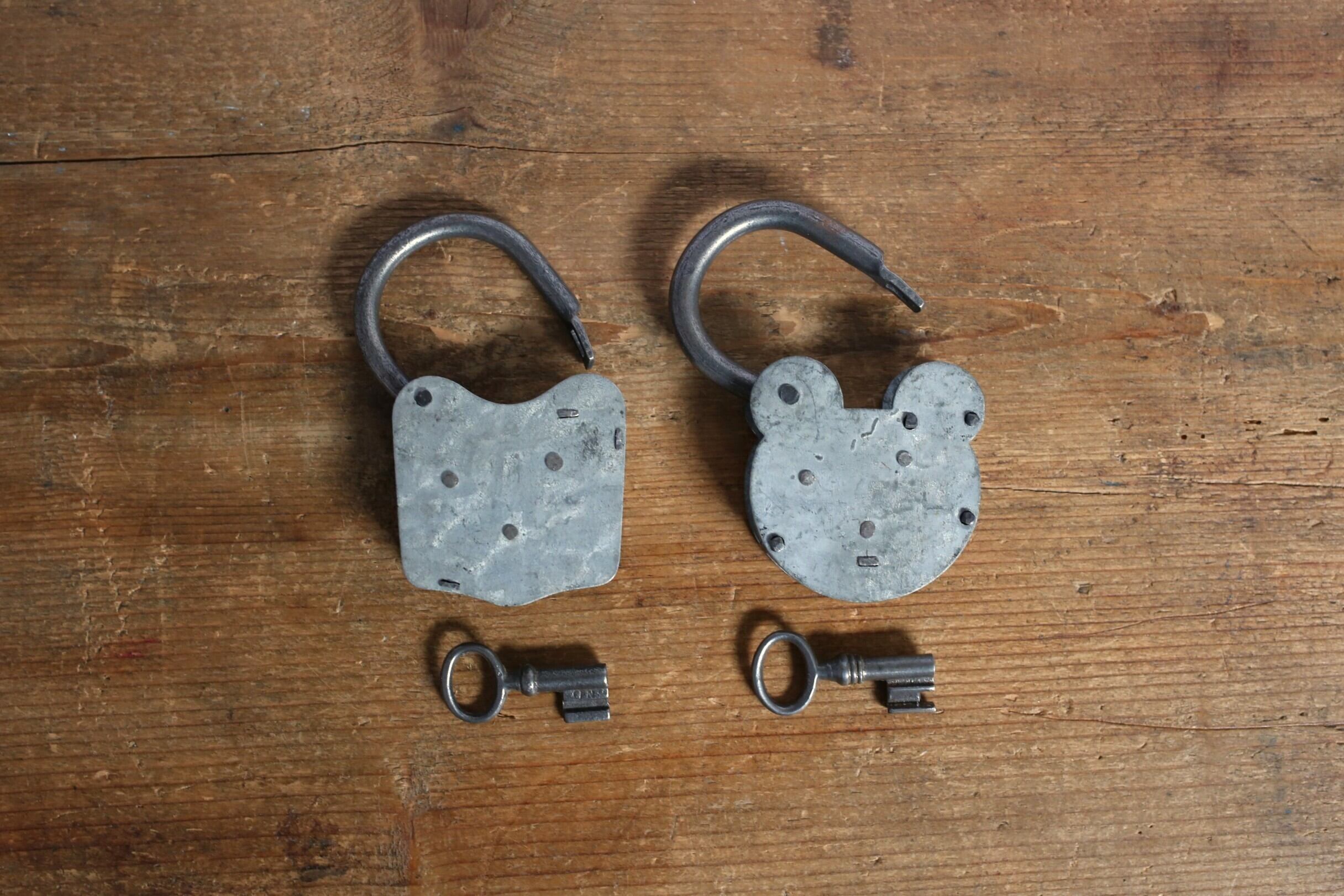 フランス アンティーク ヴィンテージ クマ型 南京錠 パドロック 鍵1本