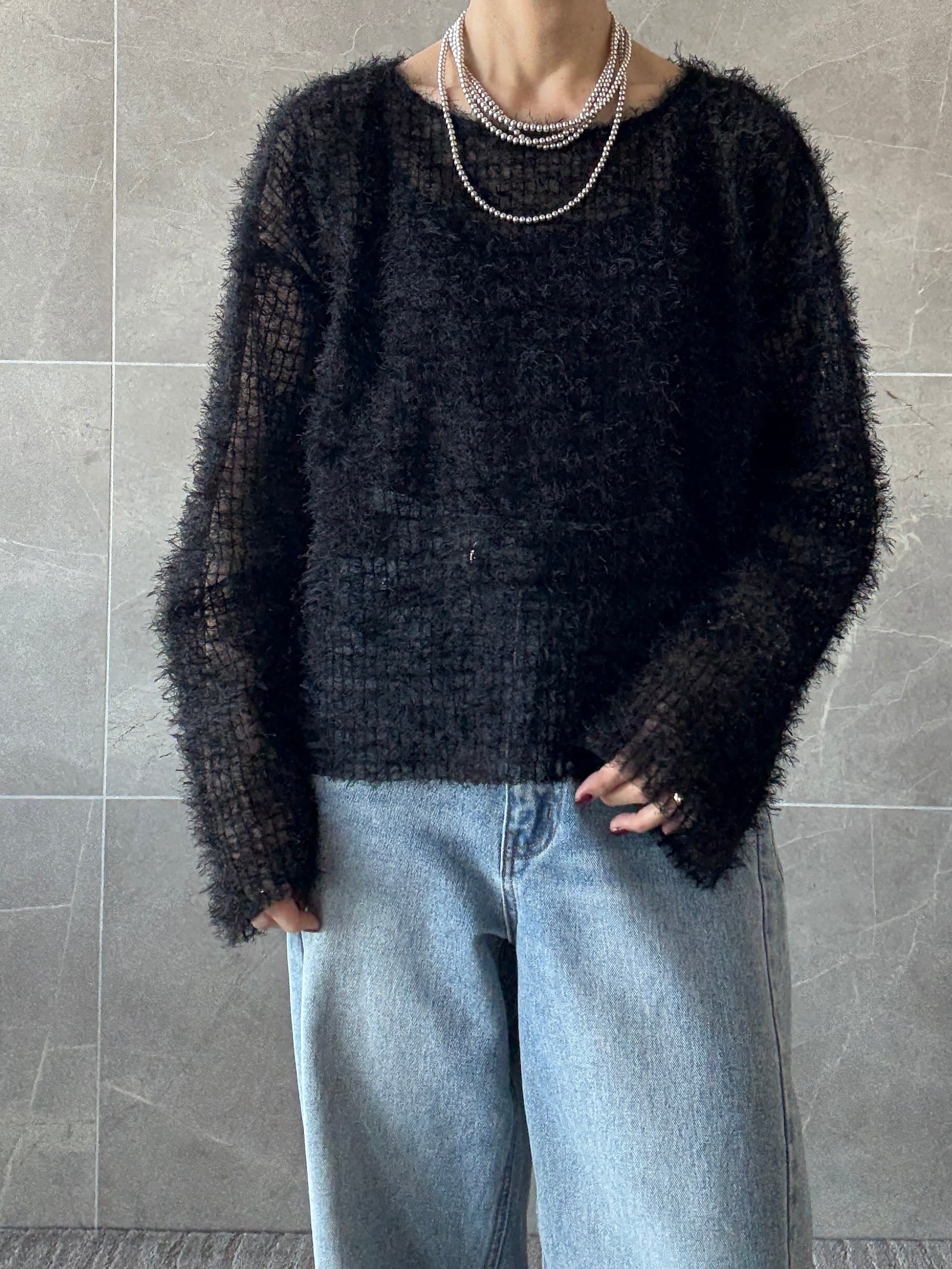 ウォッシャブル チュールフェザー リラックスプルオーバー