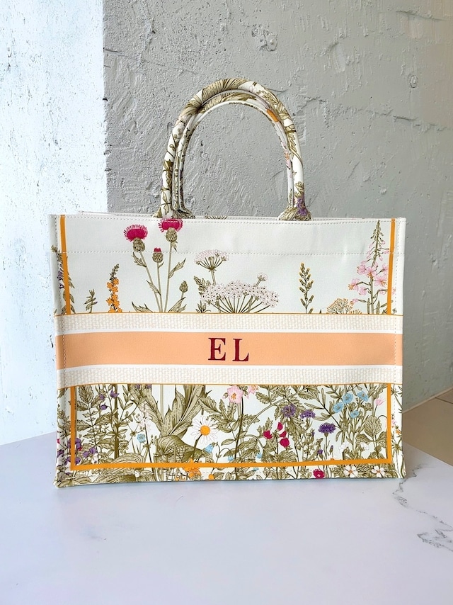 再販【オーダーメイド】イニシャルトートバッグ Flower Garden ＋ BAG in BAG