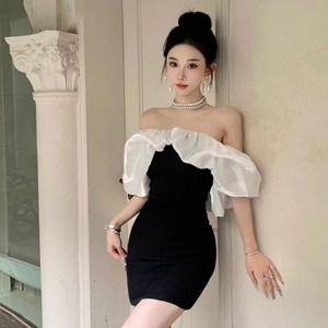 ミニドレス キャバドレス オフショルダー セクシー フリル カワセクシー パーティー キャバクラ XH2-ZED888391DXH238A