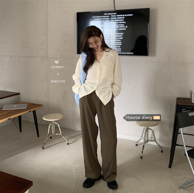 スタイルオータムカジュアルシャツ パンツ ロング 秋物 モンロー77521295728