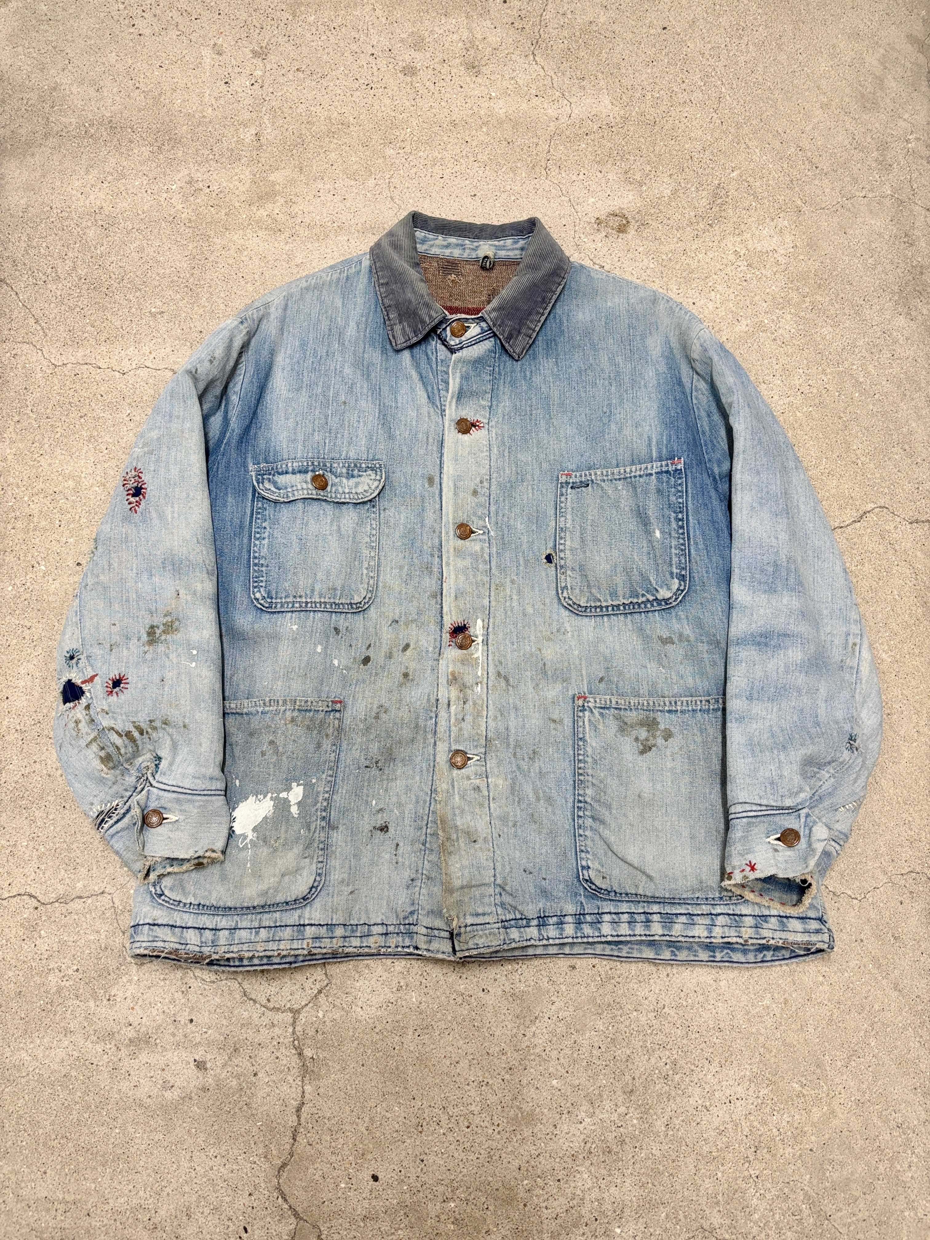 80s OLD STUSSY/Denim Jacket/USA製/黒タグ/L/デニムジャケット
