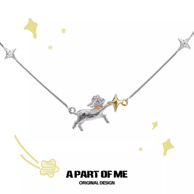 星明かりを抱く仔山羊のナイトスカイネックレス E00646