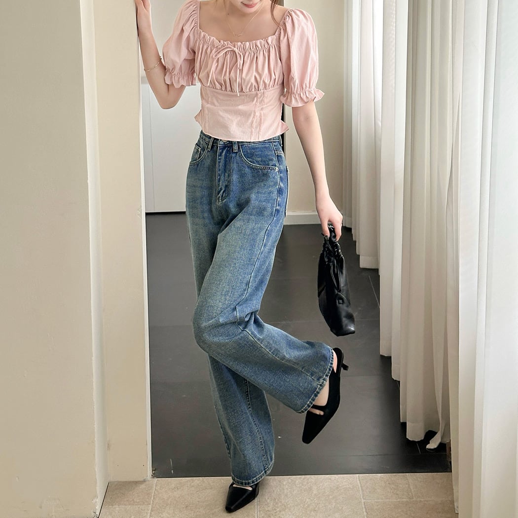 メール便】 「まっすぐ美シルエット」デニム パンツ ストレート