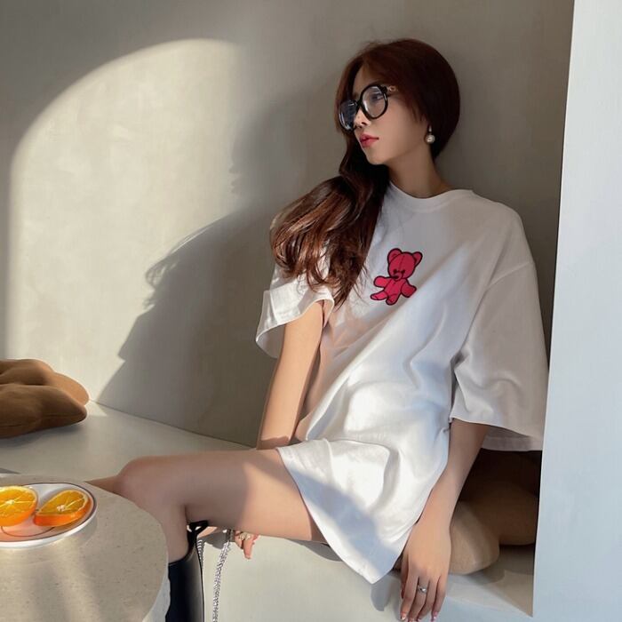 ルーズTシャツ スプリングサマースタイルホワイトトップス 春物 夏物 ドラファッションホール76813237466