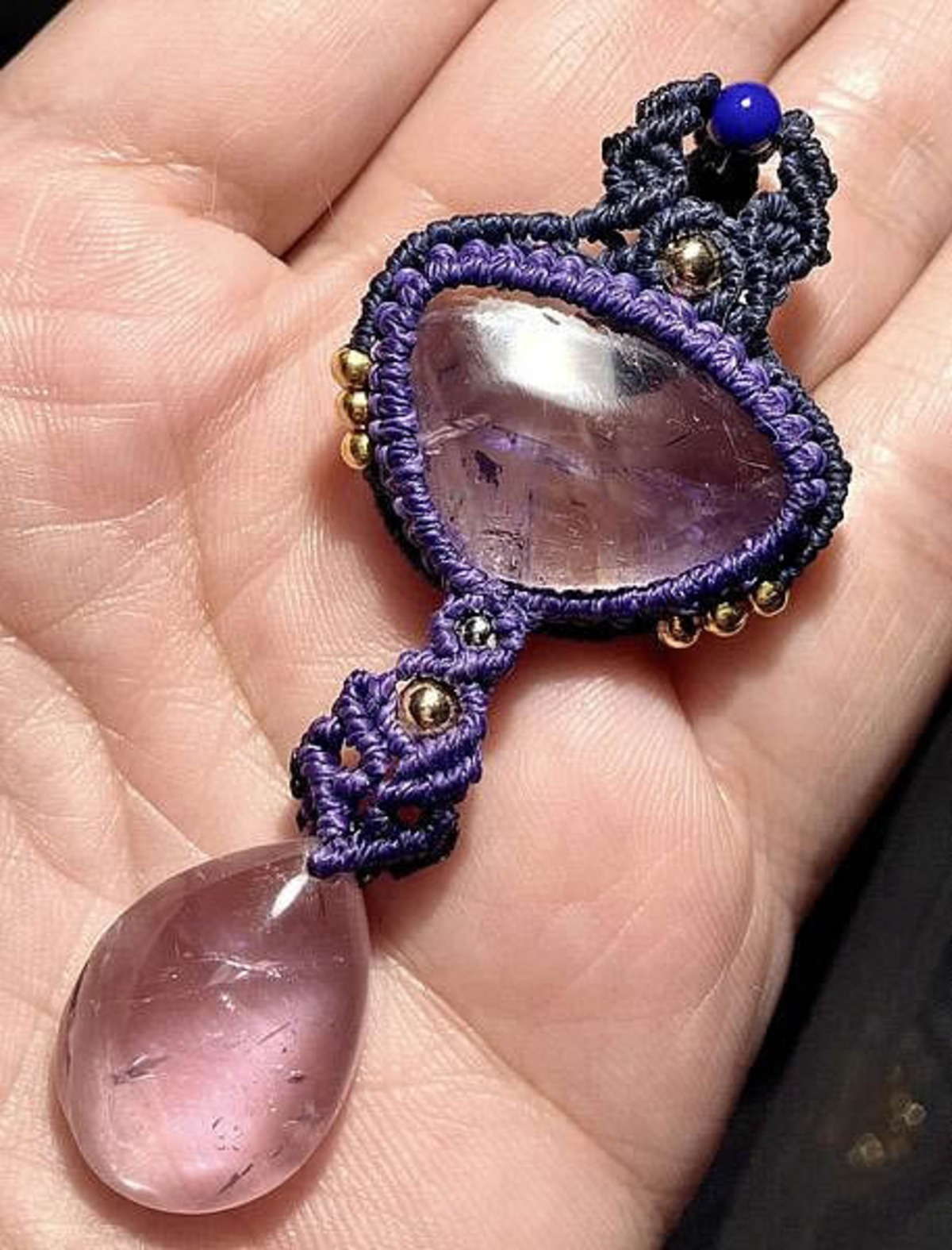 アメトリン直観の高まり「高天原のしずく」マクラメペンダントトップ  