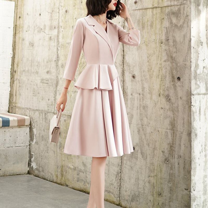 ワンピース レディース 膝丈 ワンピースドレス ロング 七分袖 パーティードレス 結婚式 二次会 結婚式 お呼ばれドレス 入学式 ママワンピース 卒業式の服ママ 入園式 ママ 卒園式 七五三ママワンピース おしゃれ シンプル 上品 きれいめ エレガント ピンク P8147 Kirari