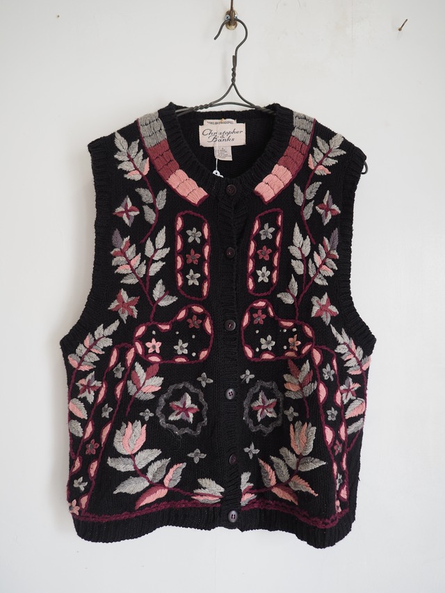 1990’s Christopher Banks Hand Embroidered Knit Vest／S