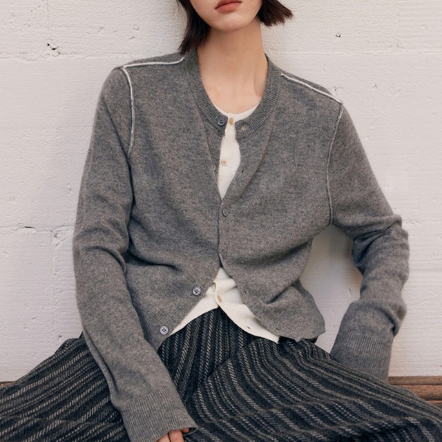 Stitched line cardigan 2 colors　V3090