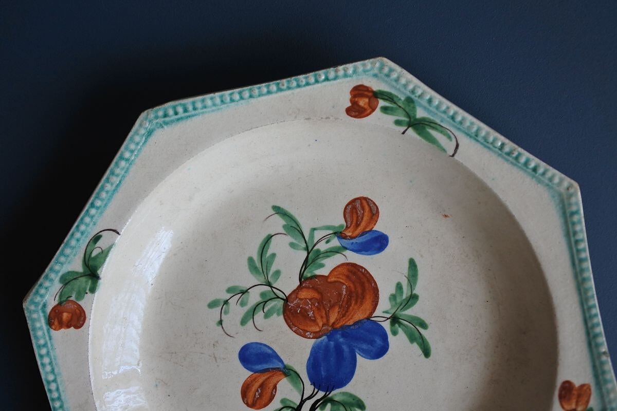 専用出品です☆手描き一点 赤釉ー青釉お茶碗(口幅12