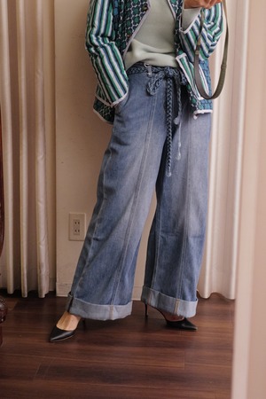 rope belt wide denim blue