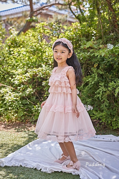ラスト1 pink5【即納】<PUDDING>  Lace one-piece