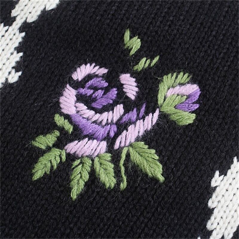 送料無料 ZXQJ2022女性花刺繍ジャカード特大ニットセーター