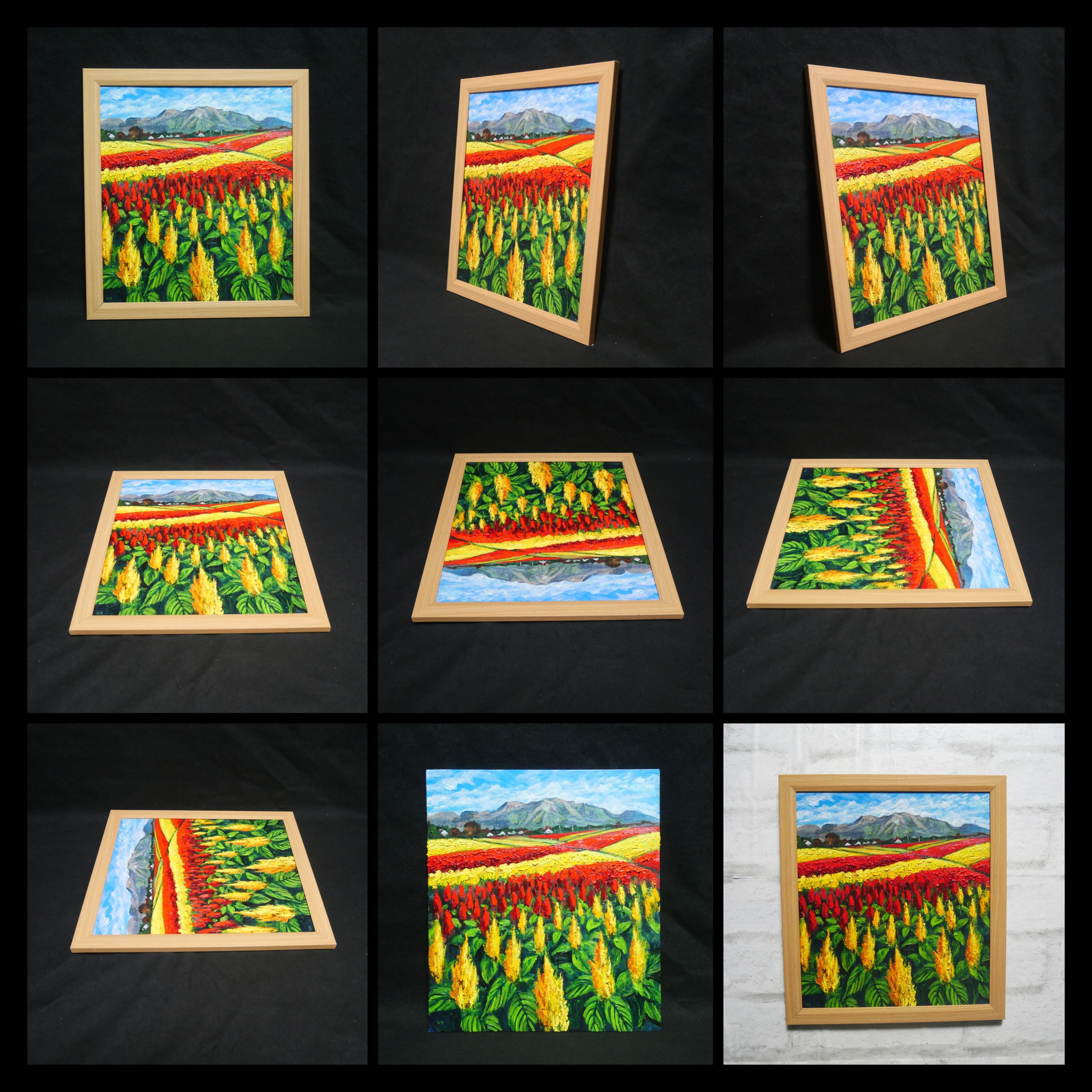 油絵 油彩 油彩画 絵 絵画 【秋日和のケイトウ】 | HIROSHI1990