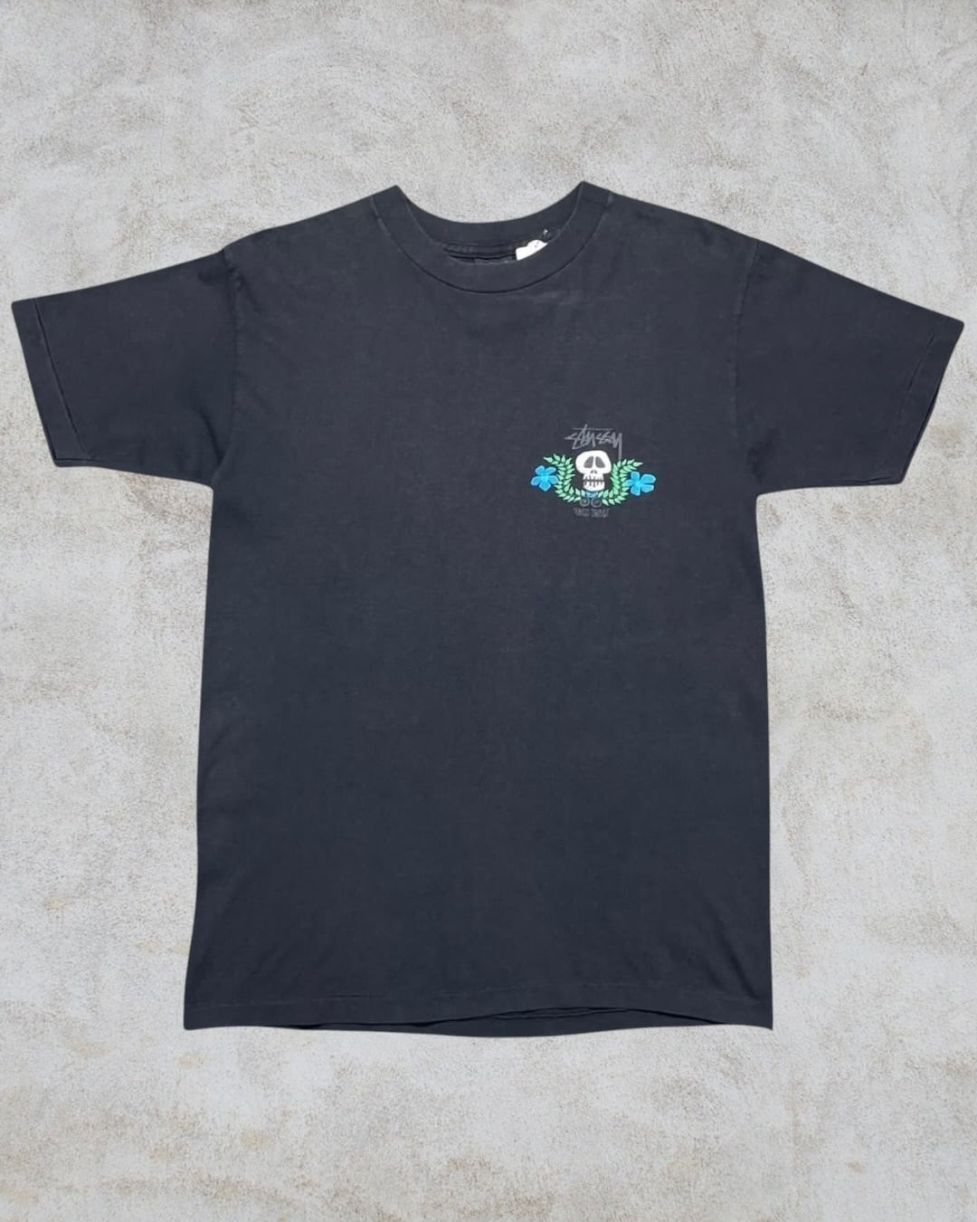 90's old stussy Skull Flower Design Tee “黒タグ” “スカルフラワー