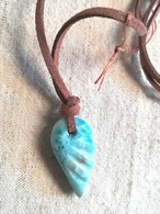 高品質「ラリマー」の羽根ネックレスla5～送料無料～