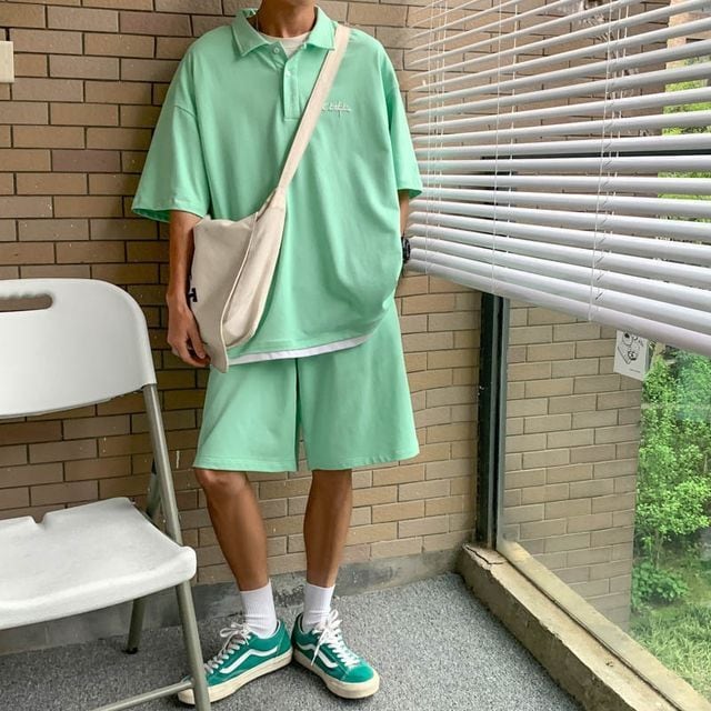予約販売】メンズ セットアップ 上下 ハーフパンツ 半袖ポロシャツ