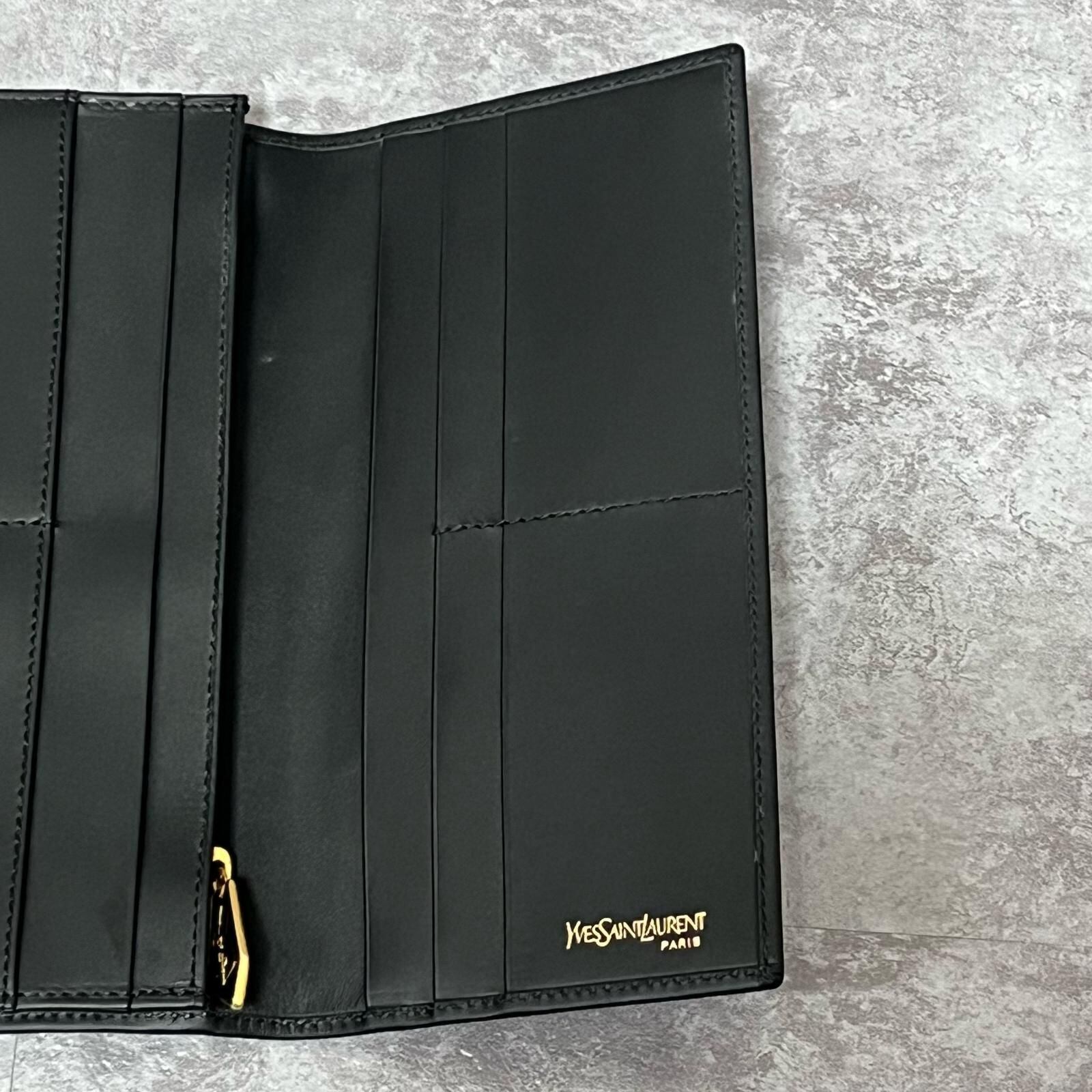 サンローラン長財布 Saint Laurent】サンローラン 長財布 ロゴプレートモチーフ キッド