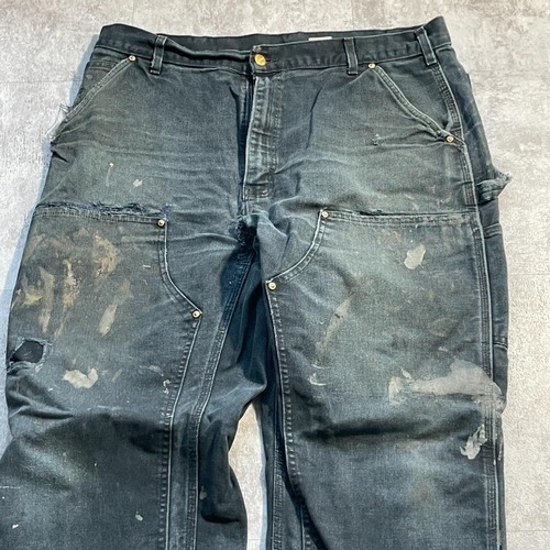 USA製 ブラック ダブルニー Carhartt B01 BLK 38×30 詳細写真4