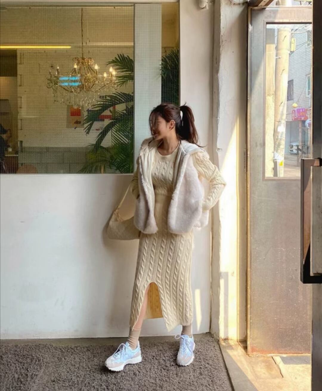 ゲーブル編み ニットワンピース　AJ1079-8068