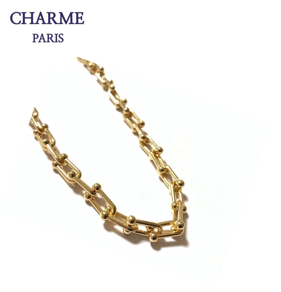 18k plating link necklace