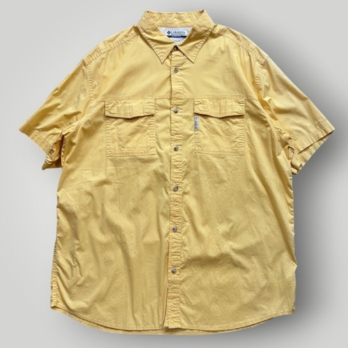 【00s】Columbia コロンビア PFG 半袖シャツ フィッシング ギア メンズ XL 黄/YELLOW コットン アウトドア キャンプ vintage