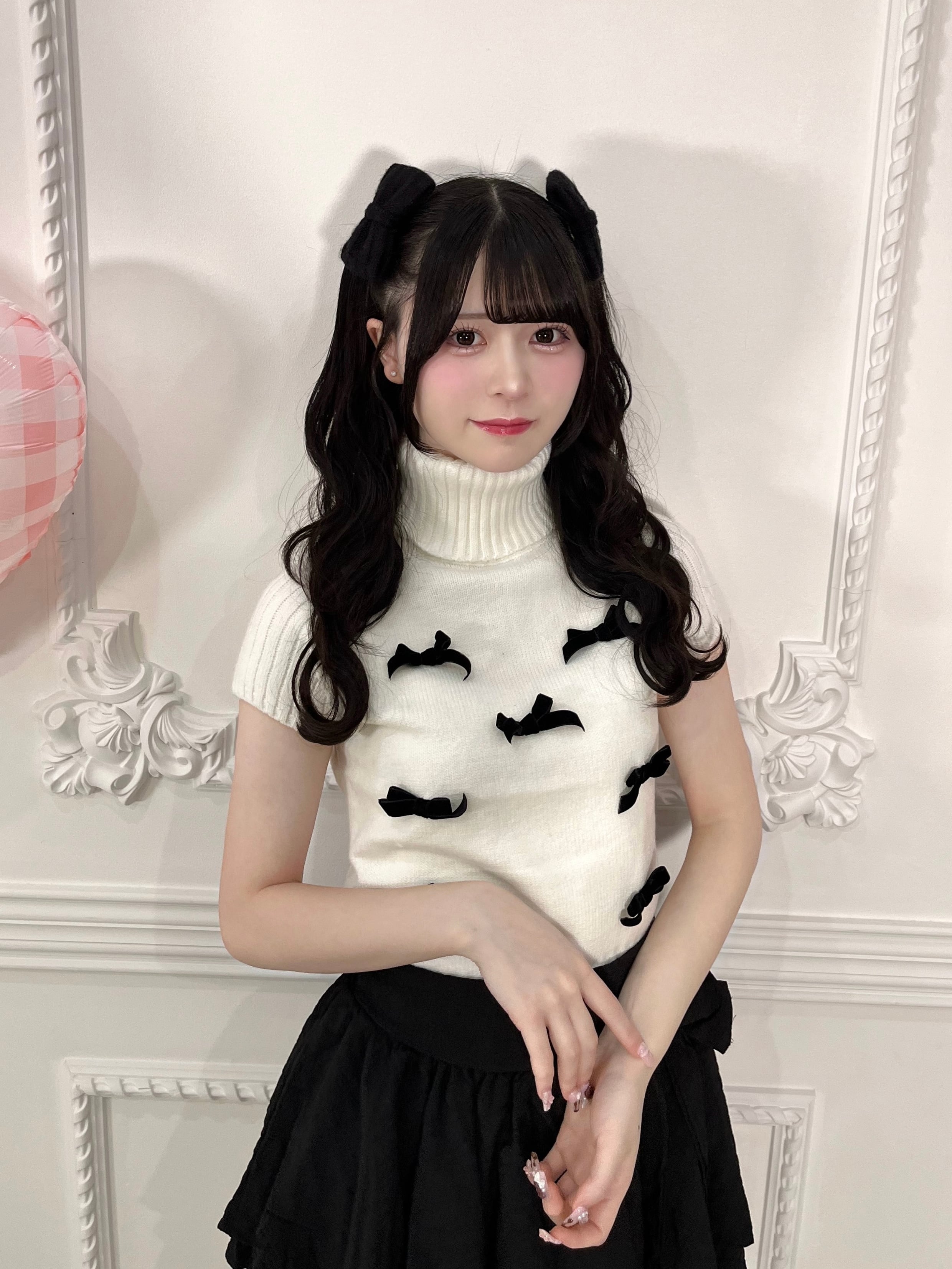 velor ribbon short sleeve knit