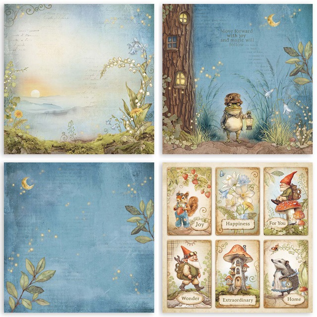 Stamperia Scrapbooking Small Pad 8インチ Single Faced - Hidden Grove　片面デザインペーパーパッド22枚入り　SBBSXB10【Stamperia（スタンぺリア）】[ST-148p]