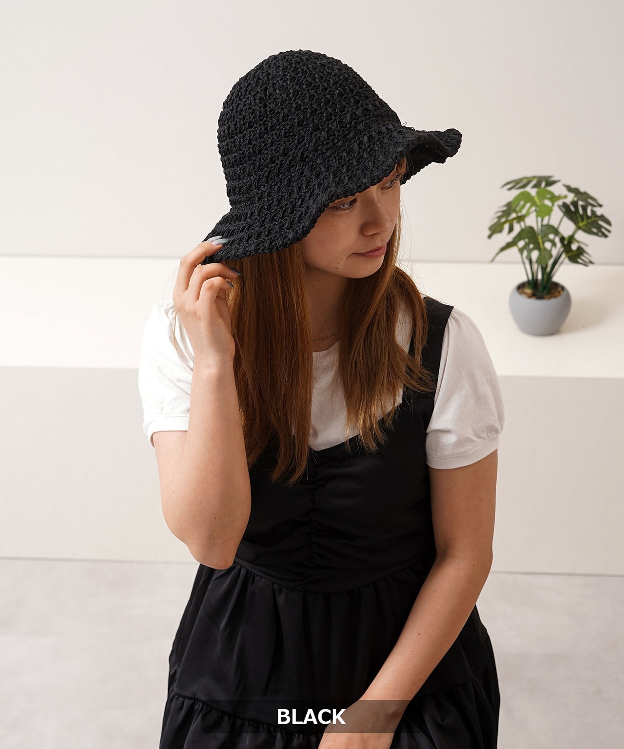 ◆ワイヤー入り ストローハット◆ch-25132